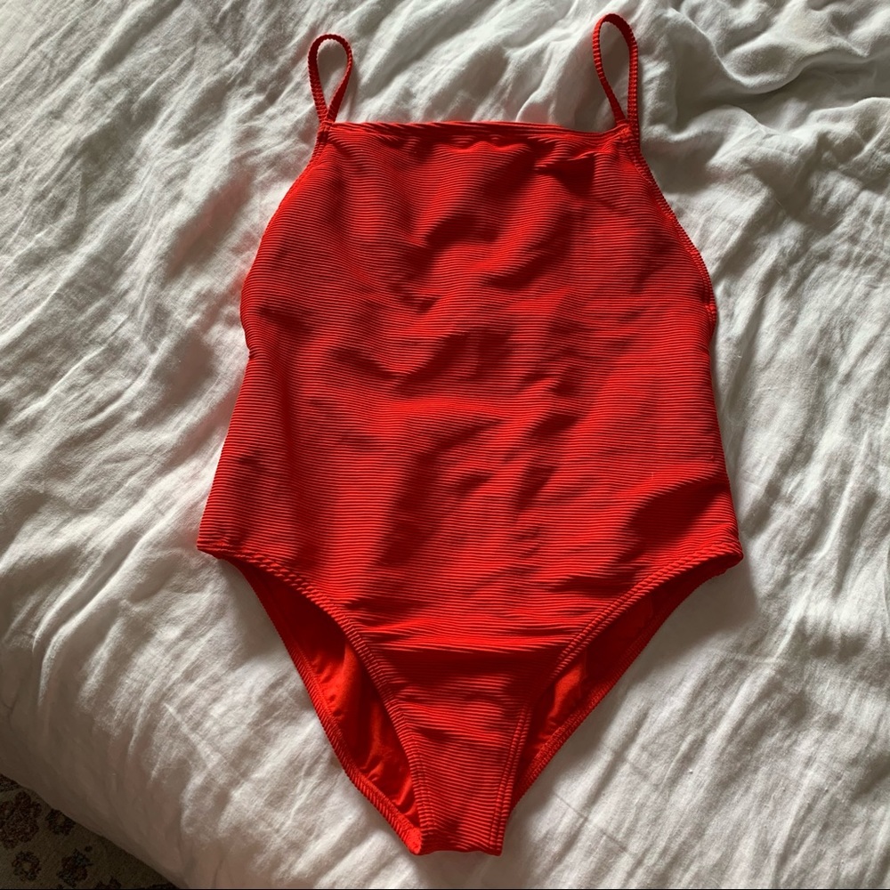 High Neck Red One Piece Billabong Bathing Suit